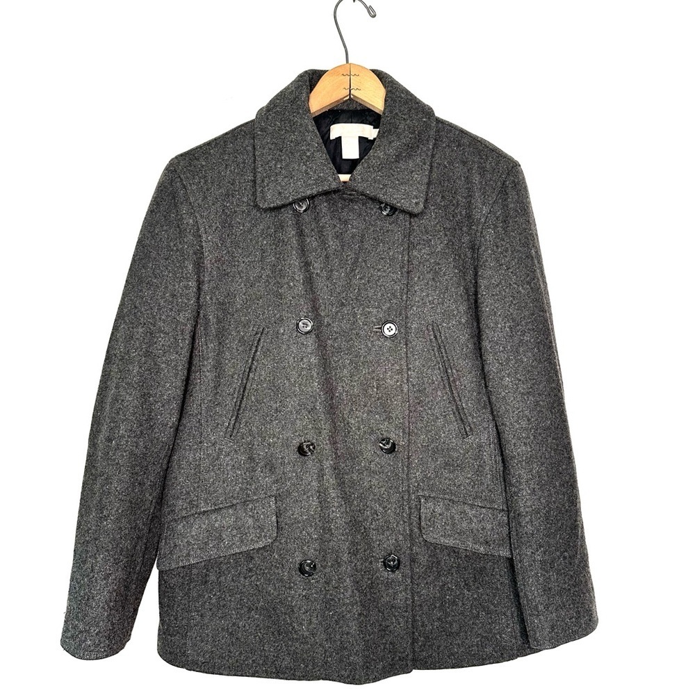 J. Crew | Gray Quilted Liner Wool Pea Coat Size Small